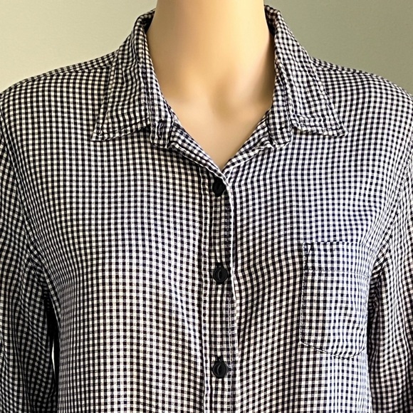 DENIM & SUPPLY Navy Blue Women's Gingham Plaid Button Up Tomboy Shirt Size Large - Picture 3 of 13